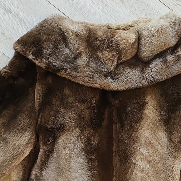 Vintage Beaver Fur Swing Coat Cropped Sleeve Jacket Medium - Picture 10 of 12